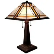 Amora Lighting Table Lamp 22.5" Pull Chain Switch Tiffany w/ Stained Glass Shade