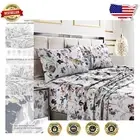 King Bed Sheet Set - 300 Thread Count Cotton Sateen, Floral Luxury - 4-Piece