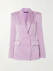 [Alex Perry] Alex Perry - Arlington Double-breasted Satin-crepe Blazer - Lilac - UK 16 UK 16 Purple