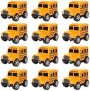 12 Pack in Box Chubby School Bus Model Toys | 4" Classic Long Nose Friction Powered Vehicles | Ideal Gift, Party Favors for Kids (1 Dozen)