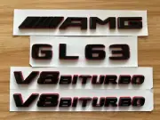 Black RED GL63 AMG V8 BITURBO Emblem Badge Sticker Set For Mercedes Benz GL63