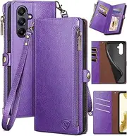 [XcaseBar] for Samsung Galaxy A15 5G Wallet case with Zipper Credit Card Holder RFID Blocking,Flip Folio Book PU Leather Shockproof Protective Cover Women Men for Samsung A15 Phone case Purple