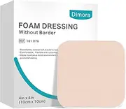 Dimora Foam Dressing, Sterile Non-Adhesive Hydrophilic Pads, Highly Absorbent 4"x4"(10 cm*10 cm) Pack of 10 Square Waterproof Dressing for Wound Care