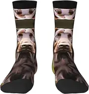 [HVTTIOR] Brown Labrador Retriever Print Athletic Adult Socks Single Side Circumference For Men And Women Casual Wear