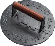 Bellemain Bacon Press 8.5-Inch round | Heavy-Duty Cast Iron Grill Press for Perf