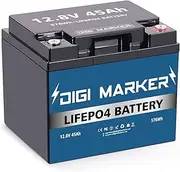 Digi marker 12V 45Ah LiFePO4 Lithium Iron Phosphate Battery Deep Cycle Rechargeable Battery with Built-in 50A BMS, 5000+ Life Cycles, Perfect for RV, Marine, Kids Scooters, Power Wheels,Trolling Motor