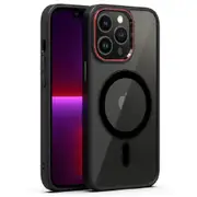 PHONIX Apple iPhone 15 (6.1') Clear Armor Hard Magenta Safe Case With Metal Mens Protection Black