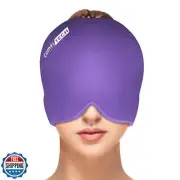 ComfiTECH Head Ice Pack Wrap Cold Cap Cooling Gel Hat, Medium, Purple