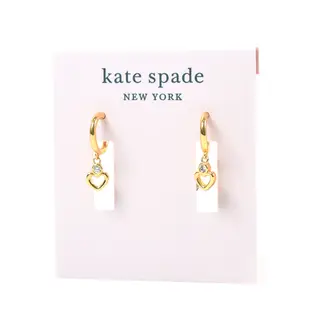 KATE SPADE 縷空水鑽愛心耳環-金色