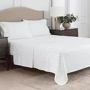 [MARTHA STEWART] Egyptian Cotton Sheets Set | Soft, Smooth, Durable, Easy Care, Deep Pocket, Floral Sheets | Bedding Sheets | Made in Green Certified