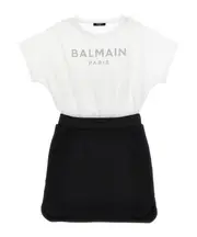 Balmain Kids Logo Printed Crewneck Dress 8Y,14Y,12Y,10Y White