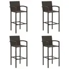 Bar Stools 4 pcs Brown Poly Rattan Outdoor Furniture Kitchen Dining Set 13454