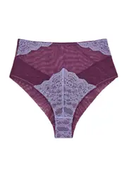 Dora Larsen Savannah High-waist Lace and Tulle Briefs - Purple 14 (UK 14 / L)