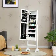 CostwayStanding Jewelry Armoire with 18 LED Lights and Mirror