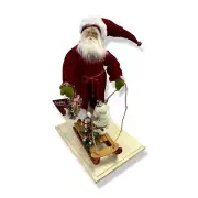 $364 Lynn Haney By One Hundred 80 Degrees Red Santa w/ Snowman Figurine 20"