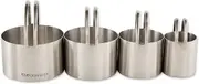 RSVP International Endurance Round Biscuit Cutters - Stainless Steel, Set of 4 | Nest for Easy Storage | for Cutting Thick or Thin Dough | Professional | High Handle Arch