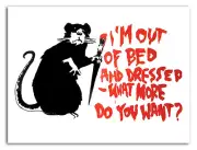 BANKSY STREET ART CANVAS PRINT I'm out of bed rat 8"X 12" stencil poster