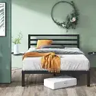 Zinus Black Modern Metal Steel Queen Bed Frame Platform Base Mattress Bedroom