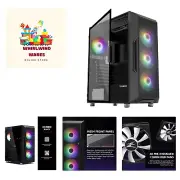 i3 NEO ATX Mid Tower Gaming PC Case - 4 x 120mm Fixed RGB Fans Preinstalled -...