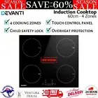 Devanti Electric Induction Cooktop 60cm Ceramic Stove Cooker 4 Zones Hot Plate
