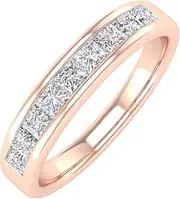 [FINEROCK] 1/2 Carat Channel Set Princess Cut Diamond Wedding Band Ring in 14K Gold