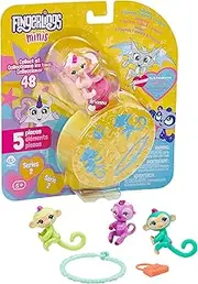 WowWee Fingerlings Minis - Series 2-5 Piece Blister - 3 Figures Plus Bonus Bracelet & Charm, Multicolor