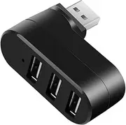 USB Port Splitter - Compact USB Hub, Portable USB Expander | Flexible Rotating Design Splitter with 3 Ports, Secure Fast Data Transfer, USB Extender for Home Travel, Connecting Multiple Devices