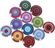 BEBEMOKO 20pcs Round Time Gemstone Patch Jewelry Making Bead Patches Charms Gemstone Sticker Jewelry Accessory Flat Back Cabochons Glass
