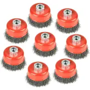 Aain 8 Pack Wire Wheel Brush Cup Brush Set, 3 Inch Crimped Cup Brush for Angl...
