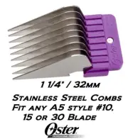 OSTER A5 STAINLESS STEEL 1 1/4"/32mm GUIDE COMB*Fit #10 Andis,Wahl Clipper Blade