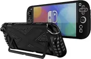 TGDPLUE Switch 2 Slim Case Set with 2 Joycon Thumb Grips, 2 Tempered Glass Screen Protectors, Detachable TPU Shell for Nintendo Switch 2 - Anti-Scratch, Anti-Slip, TV Dock Incompatible (black)
