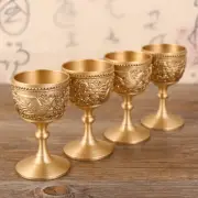 1X Brass Chalice Goblet Wine Cup Church Baptism Gold Dragon Phoenix Home Decor