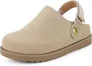 [ZUSERIS] Kids Clogs Girls Platform Slippers with Adjustable Back Strap Boys Slip On Suede Clog Slippers Cute Unisex-Child Leather Mules for Indoor and Outdoor