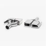 Y Style Black Stainless Steel Modified Dual Exhaust tip Nozzles Compatible For Benz W212 W204 W221 CLASS E/C/S C63 E63 S63 With AMG Logo(Silver)
