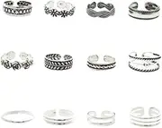[generic] 12 Pcs/set Unique Flowers Toe Gothic Punk Silver Color Seaside Beach Toe Jewelry For Women Foot Knuckle Rings Accessory