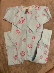 BONDS zippy Zip Wondersuit Size 2 Light Blue Strawberries New Unworn No Tags