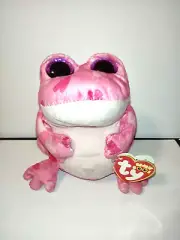 2014 TY PINK HEARTS FROG SMITTEN VALENTINES PLUSH - 6" TALL NWT