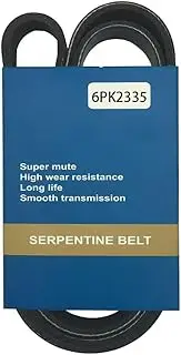 6PK2335 Serpentine Belt 6 Ribs 91.93 inch for Liberty 2002-2005 Wrangler 2003-2005 Zephyr 2006 Tribute 2008 Capri 1986 Mariner 2008 Milan 2006-2009 Savana 3500 1998-2000 Grand Prix 2003 EPDM