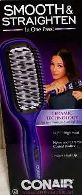 Conair Straightening Brush Smooth and Straight in one Pass Instant Heat Up