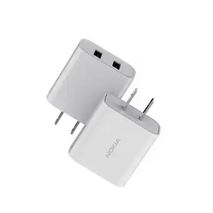 【NOKIA 諾基亞】17W 2.4A 雙USB 快速充電器-E6310