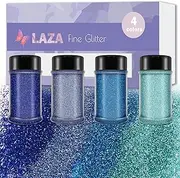 Laza Ultra Fine Powder, 4 Colors 320ml Craft Glitter Sequins, PET Extra Fine for Ocean Resin, Nail Arts, Epoxy Tumbler, Decoration, Weddings, Card, Flower, Scrapbooking - Deep Sea Blue