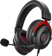 EKSA E900 Gaming Headset for PC, PS4, PS5, Xbox, 3.5mm Wired Headphoes with Noise Cancelling Mic, 3D Surround Sound, Comfortable Over Ear Headset for Computer, Laptop, Switch, Handheld Red