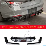 Gloss Black LED Rear Diffuser Bumper Lip Spoiler*3 For Hyundai Elantra 2021-2023