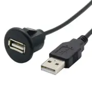 25mm round Car Dash board Mount USB Male to Female Socket Panel Cable extension