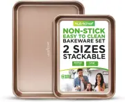 2-Piece Premium Nonstick Cookie Sheets Baking - Slick Carbon Steel Baking Sheet