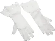 [VALICLUD] Elegant White Satin Bow Gloves for Weddings Parties Intricate Lace Accents Smooth Touch Bridal Costume Accessory for All Occasions