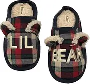 [Dearfoams] Boys Red Plaid Lil Bear Christmas Holiday Slippers House Shoes