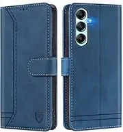 [GoodcAcy] Mobile Phone Case Compatible with Samsung Galaxy A34 Leather Folding Protective Case Wallet Cover Flip Case for Samsung Galaxy A34 Blue