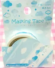 Sky Cloud Rain Light Blue Washi Paper Masking Tape / Japan Motobayashi