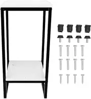 2 Tiers Flower Stand Sturdy Iron Frame Multifunctional Easy Assembly Potted Plant Shelf for Balcony Garden Indoor Outdoor Use 60cm Tall (Black Frame White Tray)